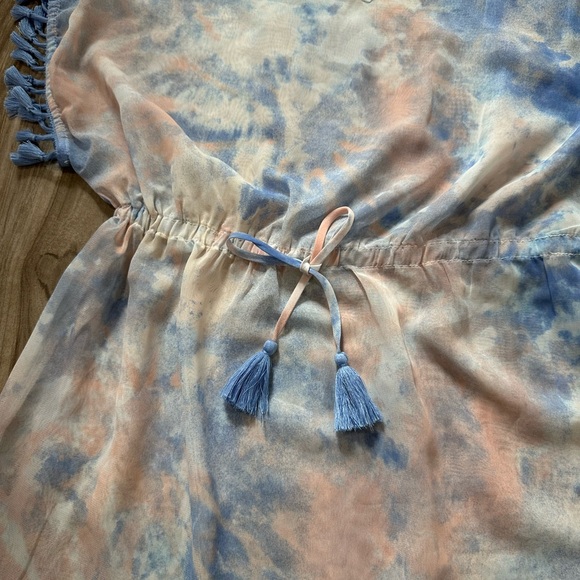 NWOT Kids sheer Tie-Dye beach Dress/coverup with Tassels. Size L - Picture 7 of 15